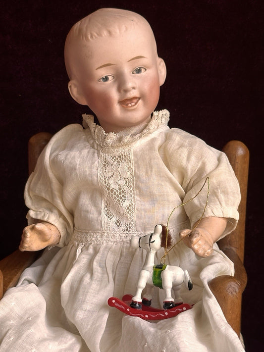Antique German 11” Gebruder Heubach 7647 Bisque Shoulder Head Character Boy Doll