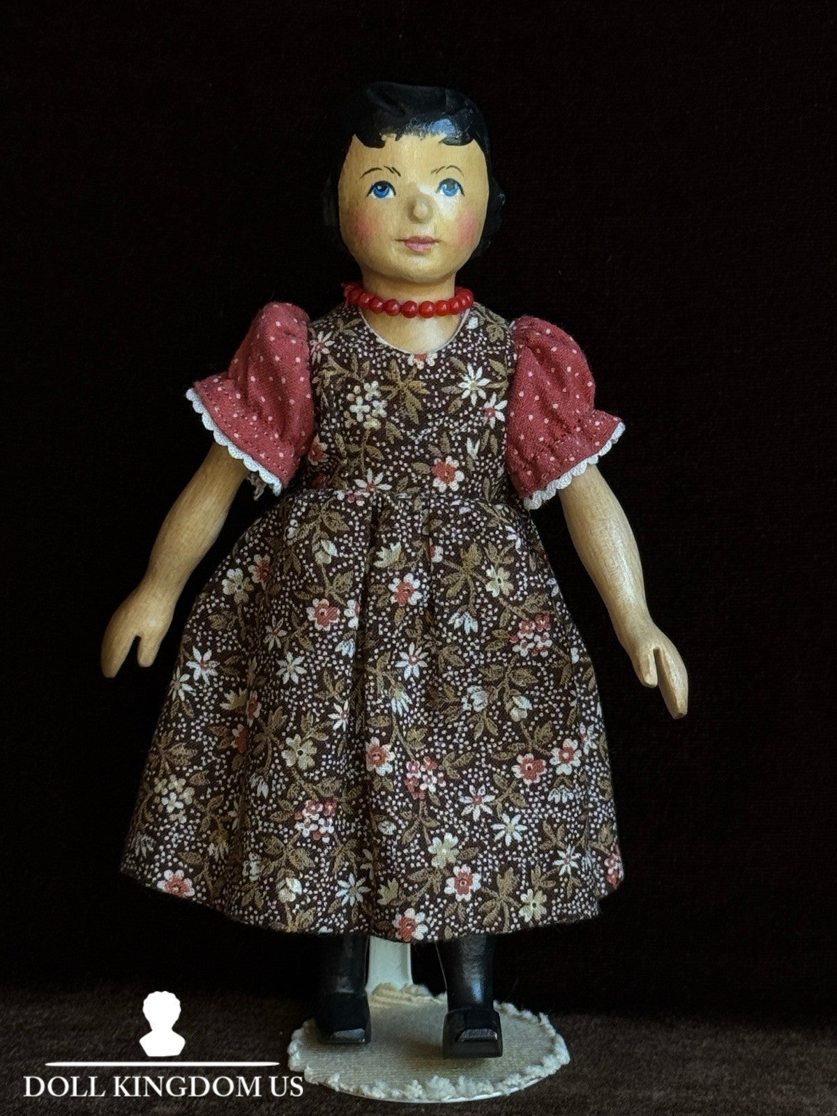 Vintage Judy Brown Hitty 6.25” Wood Carved Doll