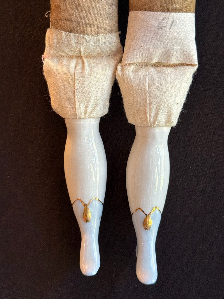 Antique German Hertwig 16” Lowbrow China Head Fashion Doll