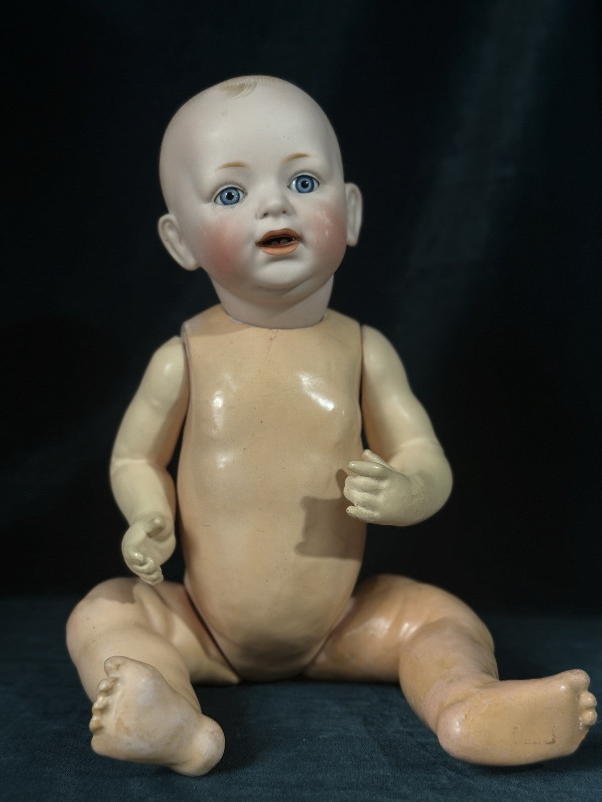 Antique J.D. Kestner German Bisque Character Baby Doll 16" Solid Dome