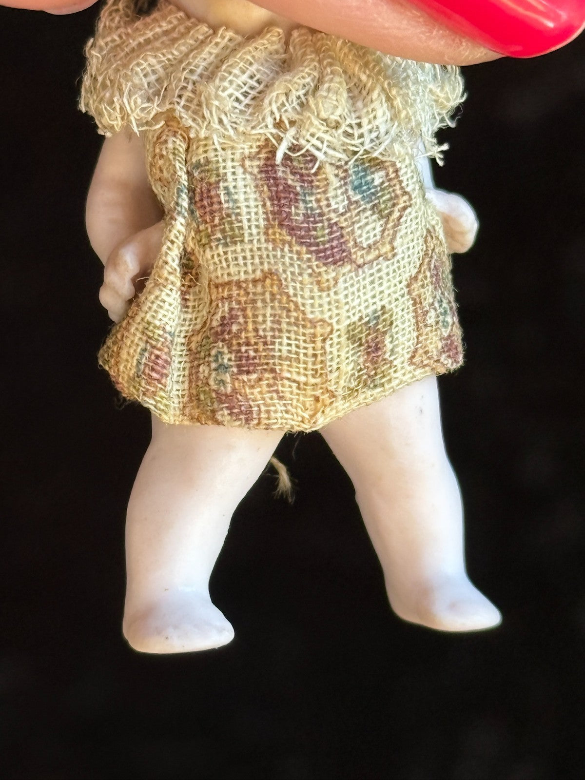 Antique German Hertwig Miniature 2.25" All Bisque Dollhouse Doll