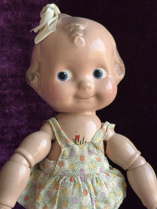 Vintage American 11” Joseph Kallus Cameo Composition Wood Joy Doll