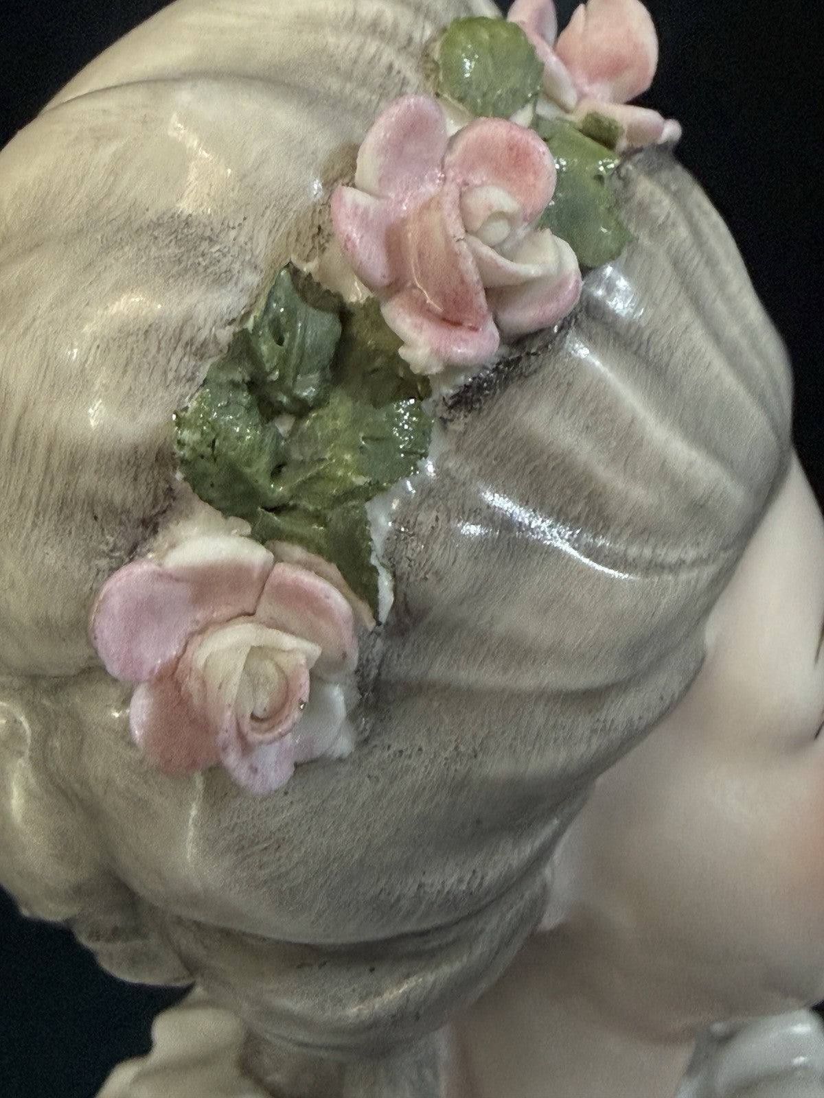German Porcelain Half Doll "18th Century Lady with Coronet of Flowers"