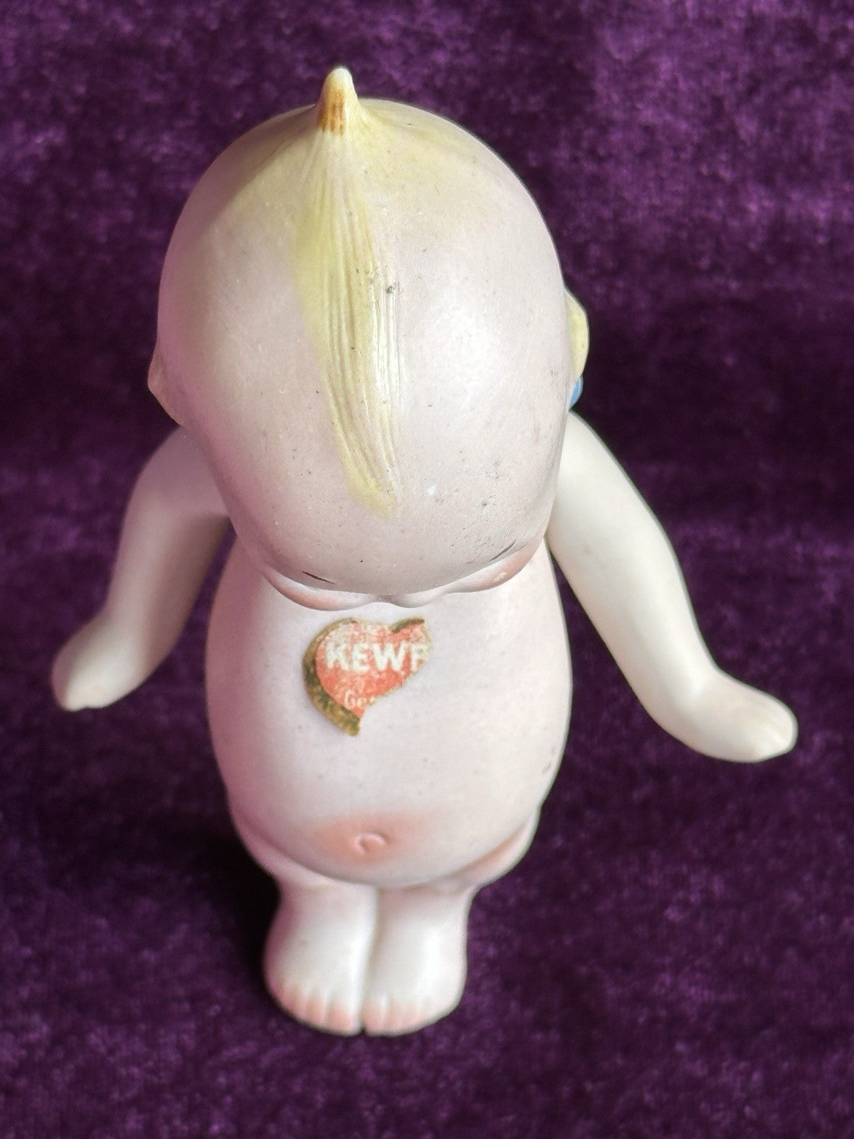 Antique All-Bisque 5.25” Kewpie Doll – Signed O’Neill, Blue Wings, Heart Label