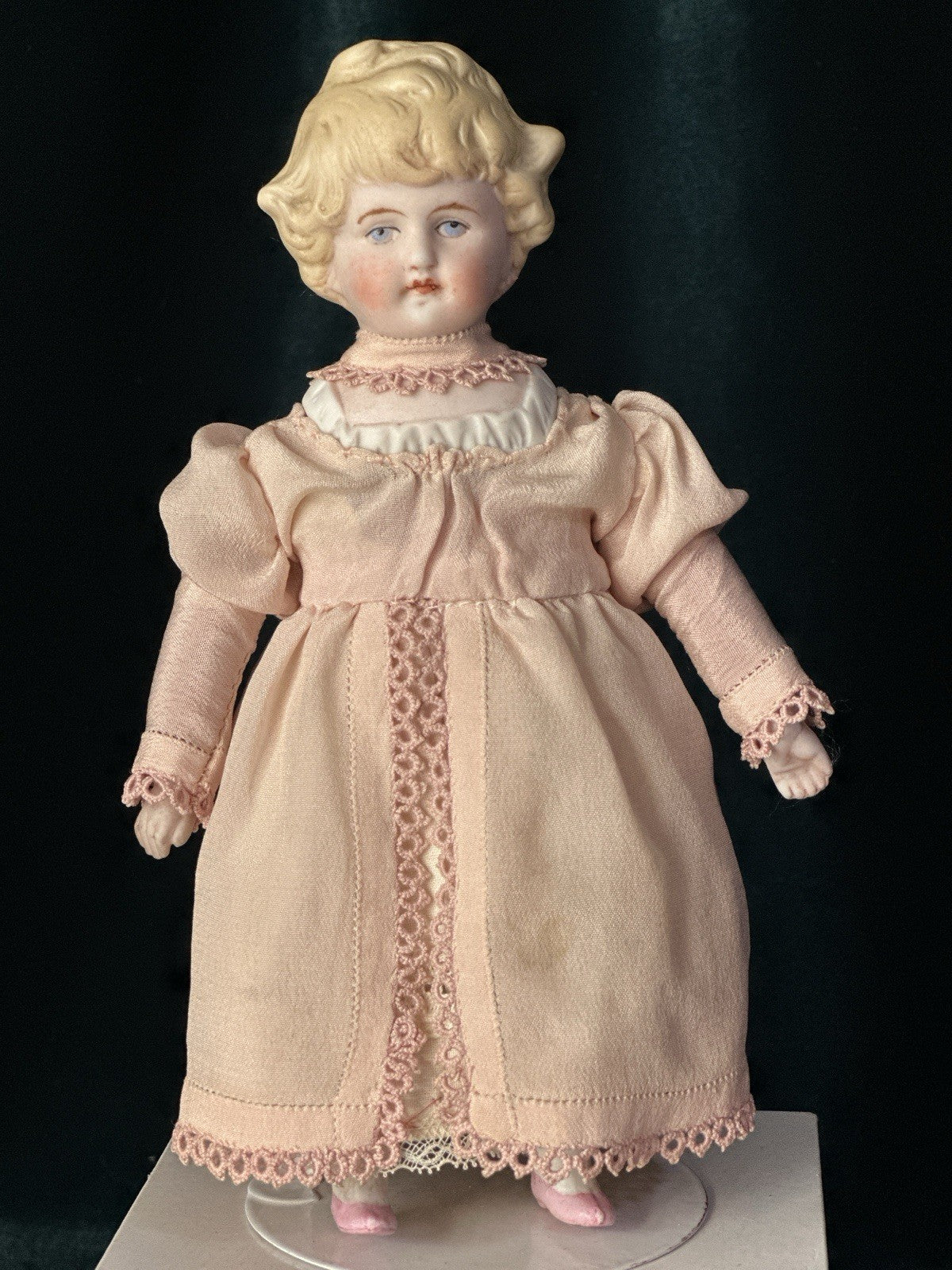 Antique German Hertwig (?) 7 1/2” Bisque Shoulder Head Doll