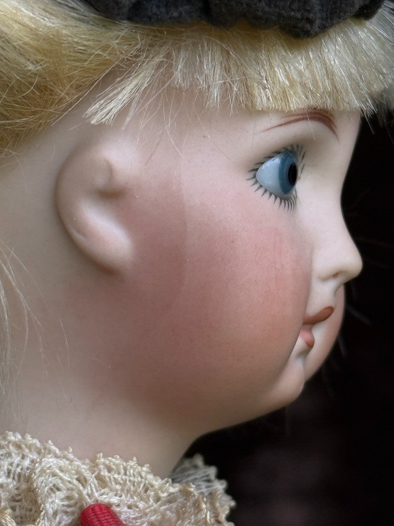 Vintage Porcelain Reproduction of Antique French Jumeau Mechanical Musical Doll
