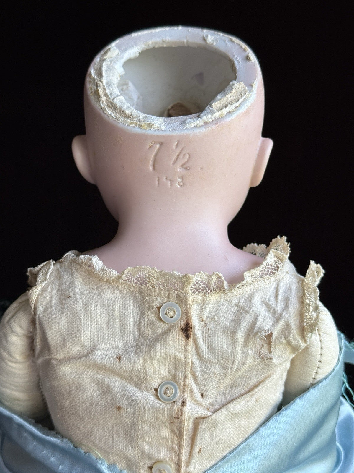 Antique German 17.5” Early Kestner 148 Head Bisque Shoulder Head Doll