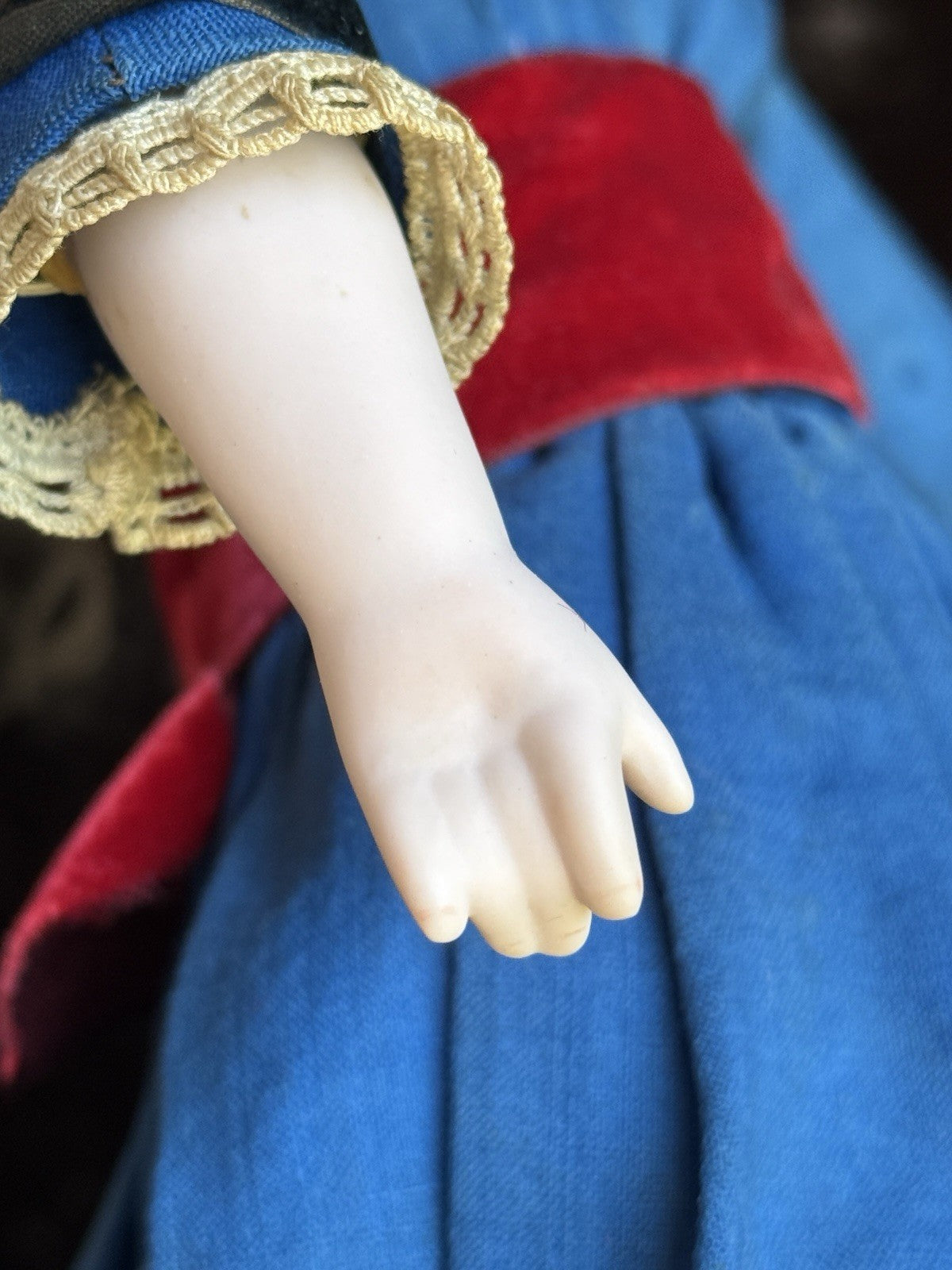 Rare Antique German 20” Wax Over Papier Mache Molded Hat Doll