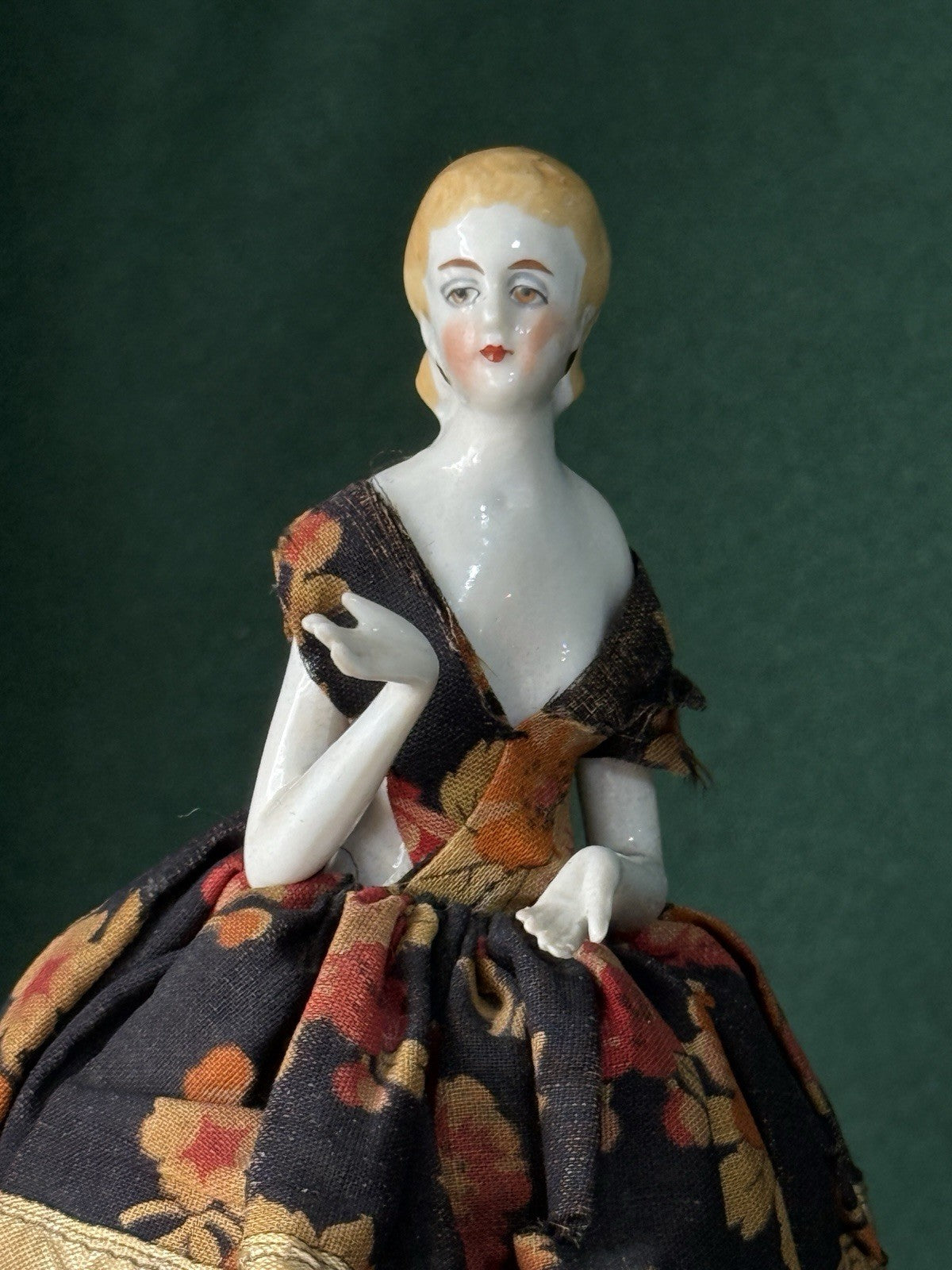 Antique German Pin Cushion Half Doll With Dress