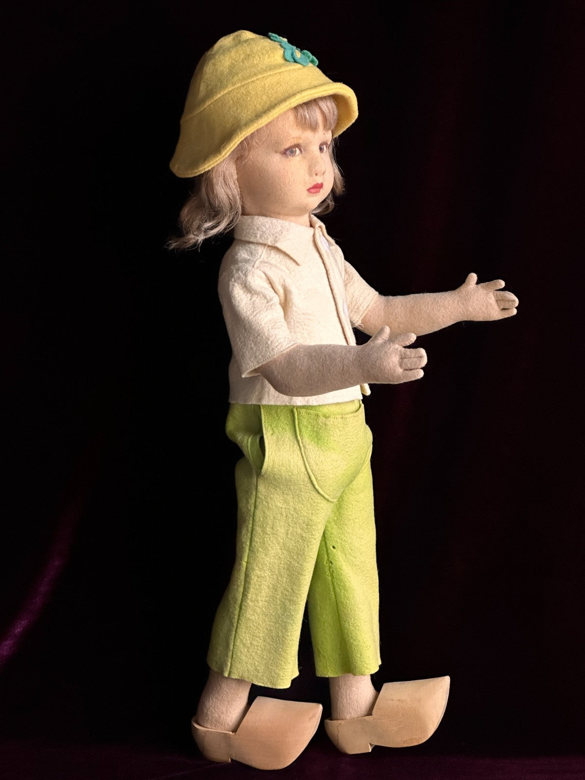 Vintage Italian 17” Lenci Mariuccia Face Felt Cloth Character Girl Doll