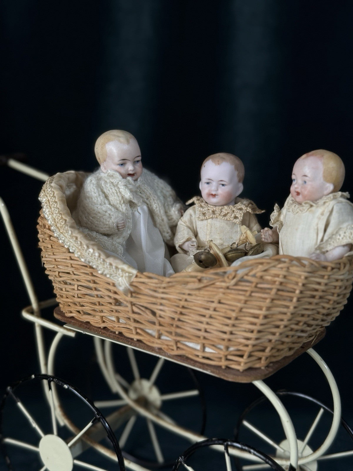 Antique German 5” All Bisque Miniature Baby Doll