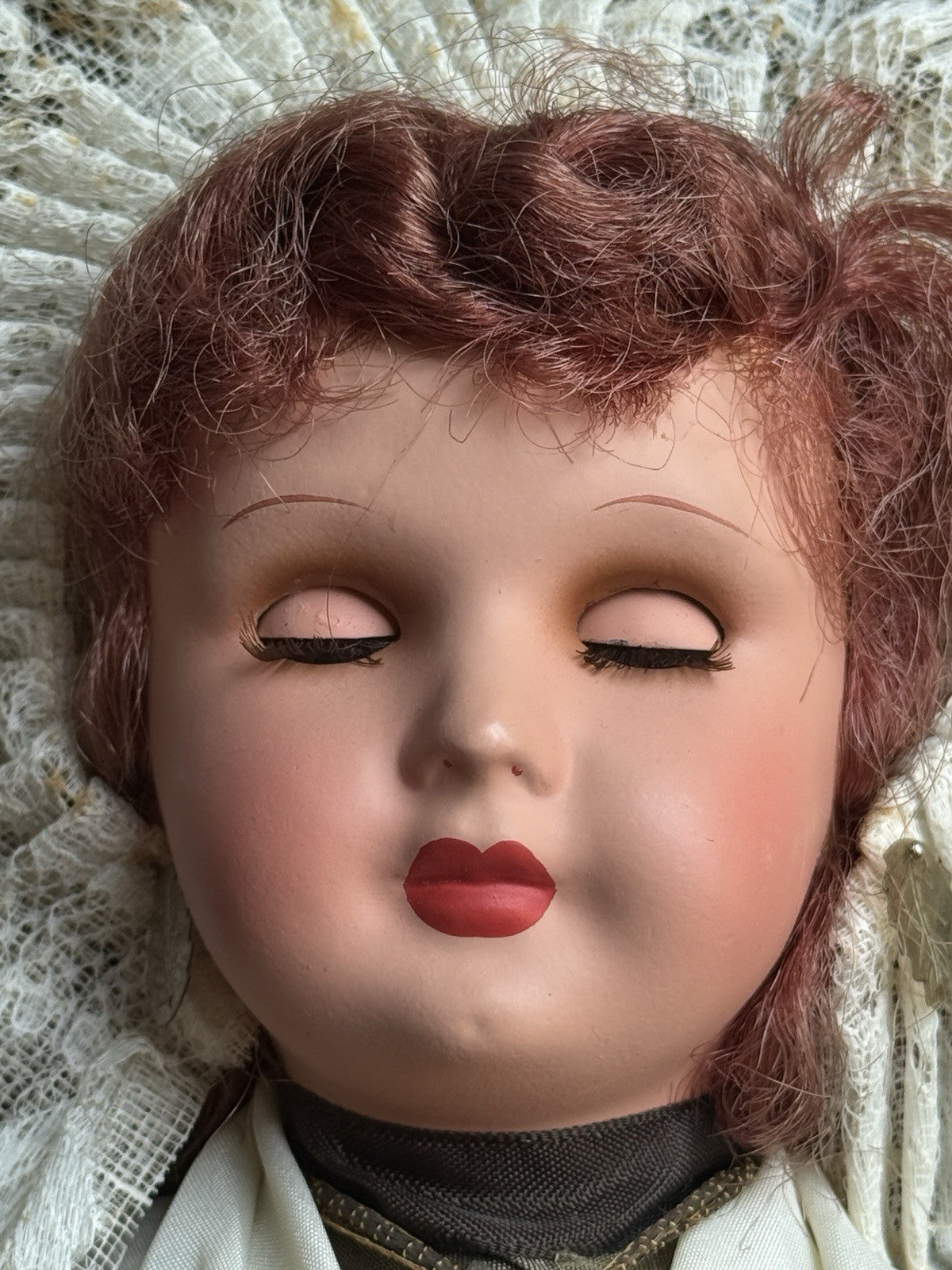 Vintage French 16” Unis Plastic/Composition Traditional Outfit Doll