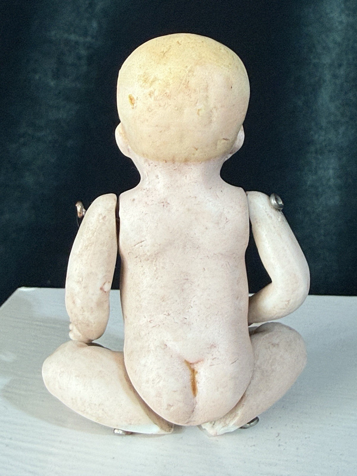 Antique German 5” All Bisque Miniature Baby Doll