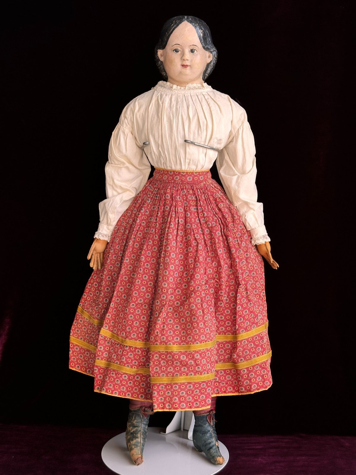 Antique American 26” Greiner Papier Mache Exposed Ears Doll