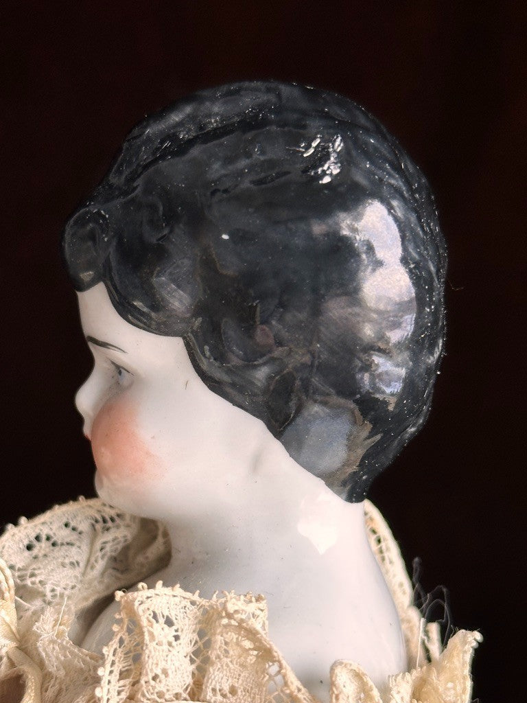 Antique German 12" Lowbrow China Shoulder Head Bride Doll