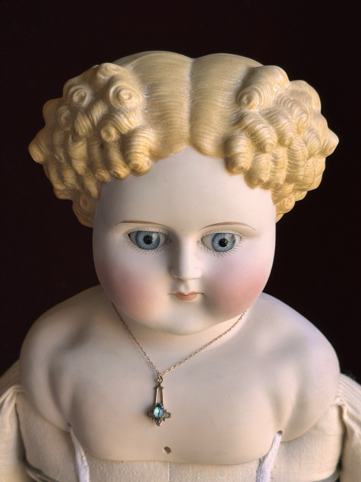 Large Antique German 26” ABG (?) Bisque Parian China Fashion Doll w/ Glass Eyes