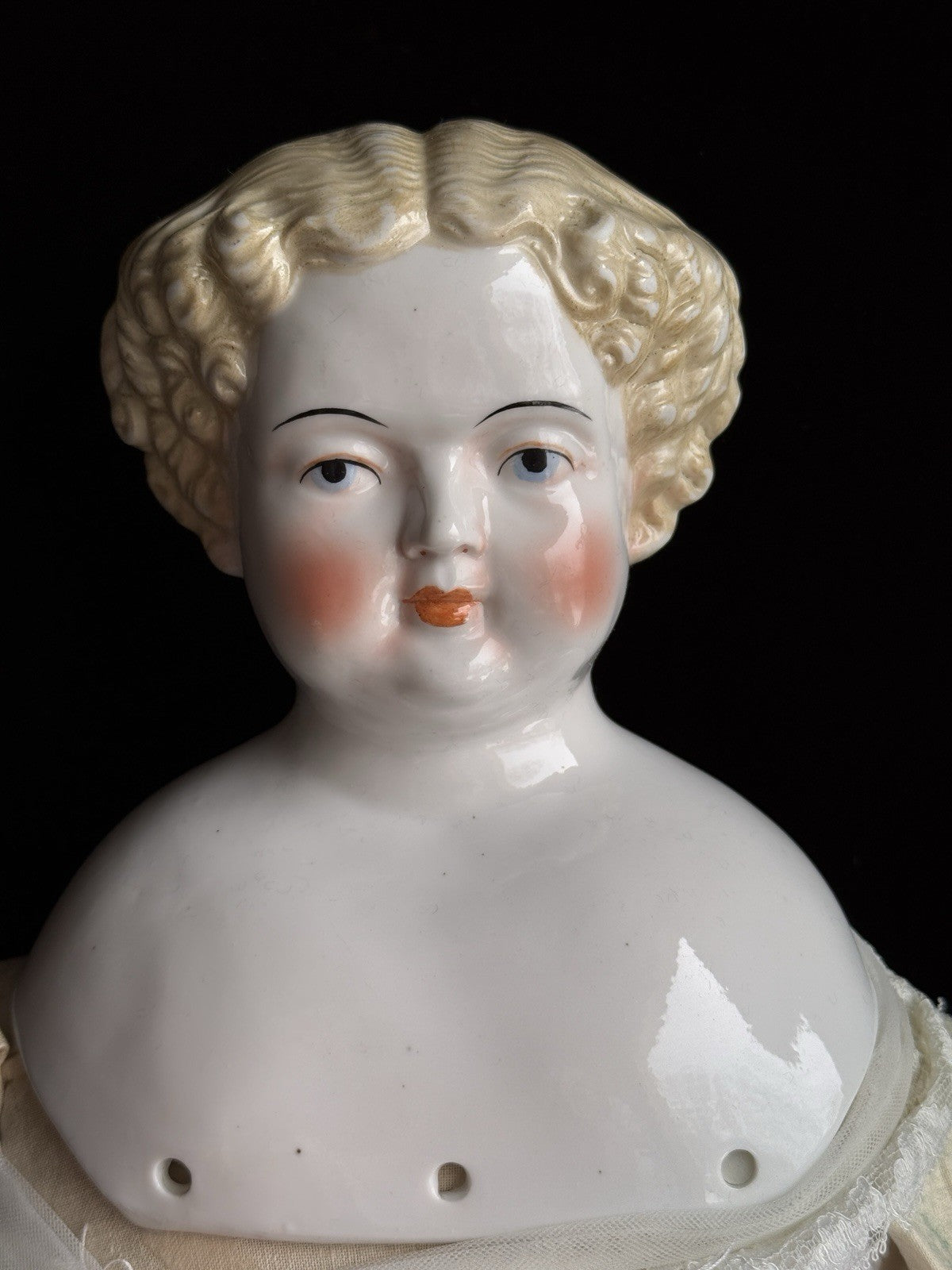 Vintage Japanese 25” Flat Top Highbrow China Shoulder Head Blonde Doll