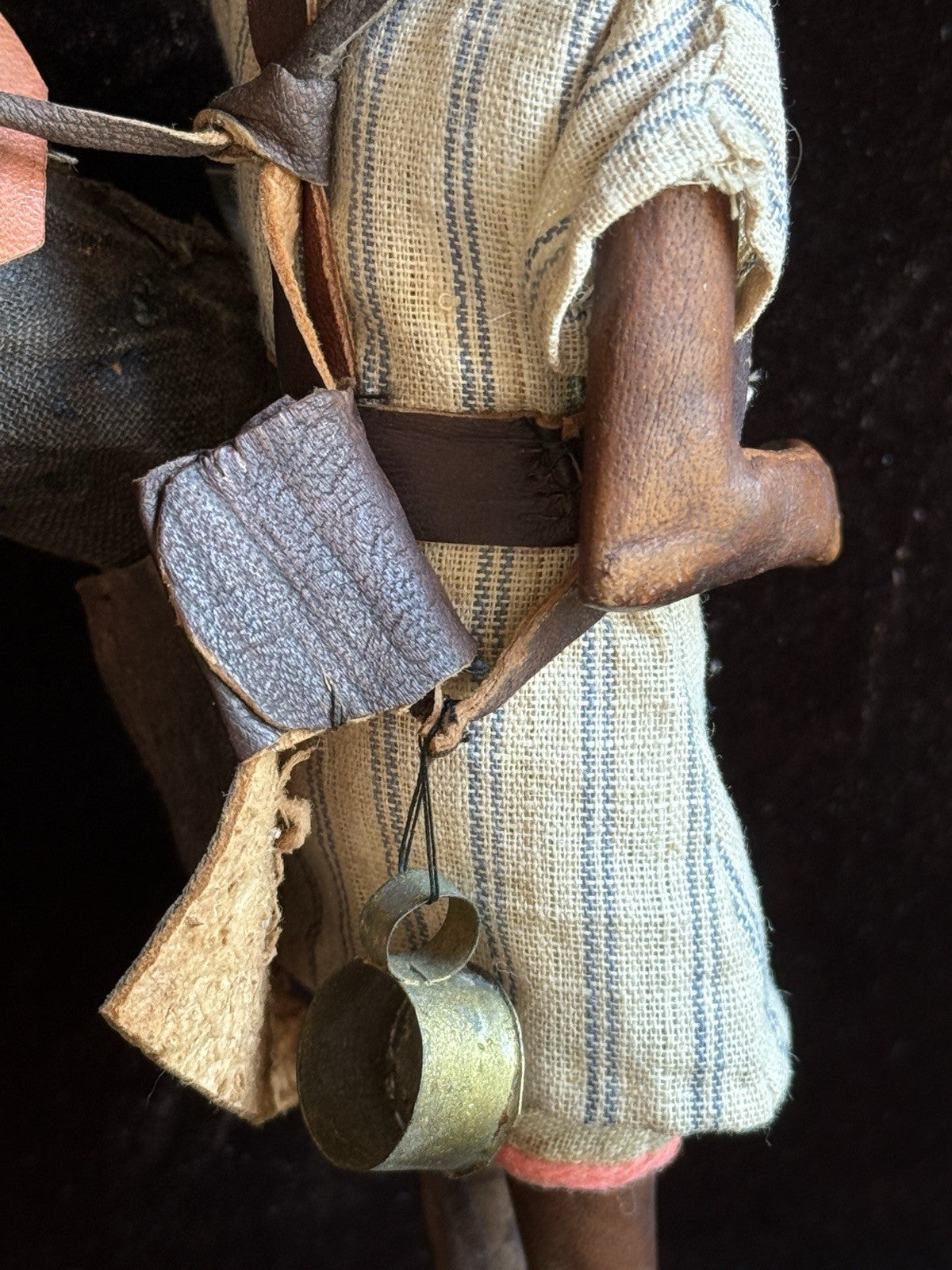 Vintage 8.75” Kimport Water Carrier Leather Male Traditional Folk Doll