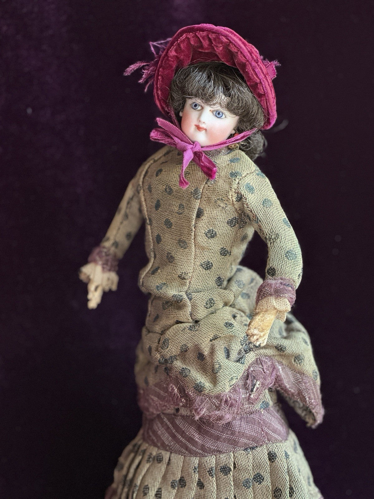Antique French 10.5” Jumeau (?) Smiling Bru (?) Fashion Bisque Head Doll Damaged