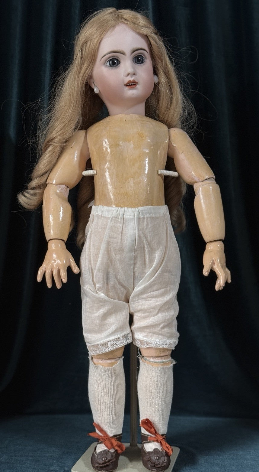 Antique French JUMEAU 23” Bisque Head Doll Size 9