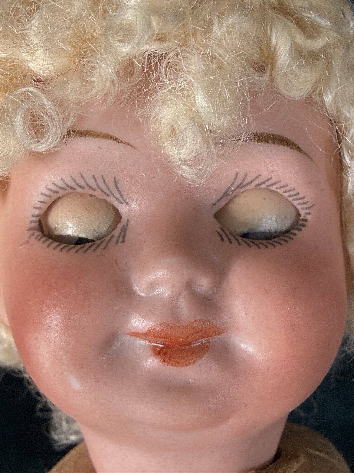 Antique German Hermann Steiner Googly Eyes 7” Doll Bisque Head