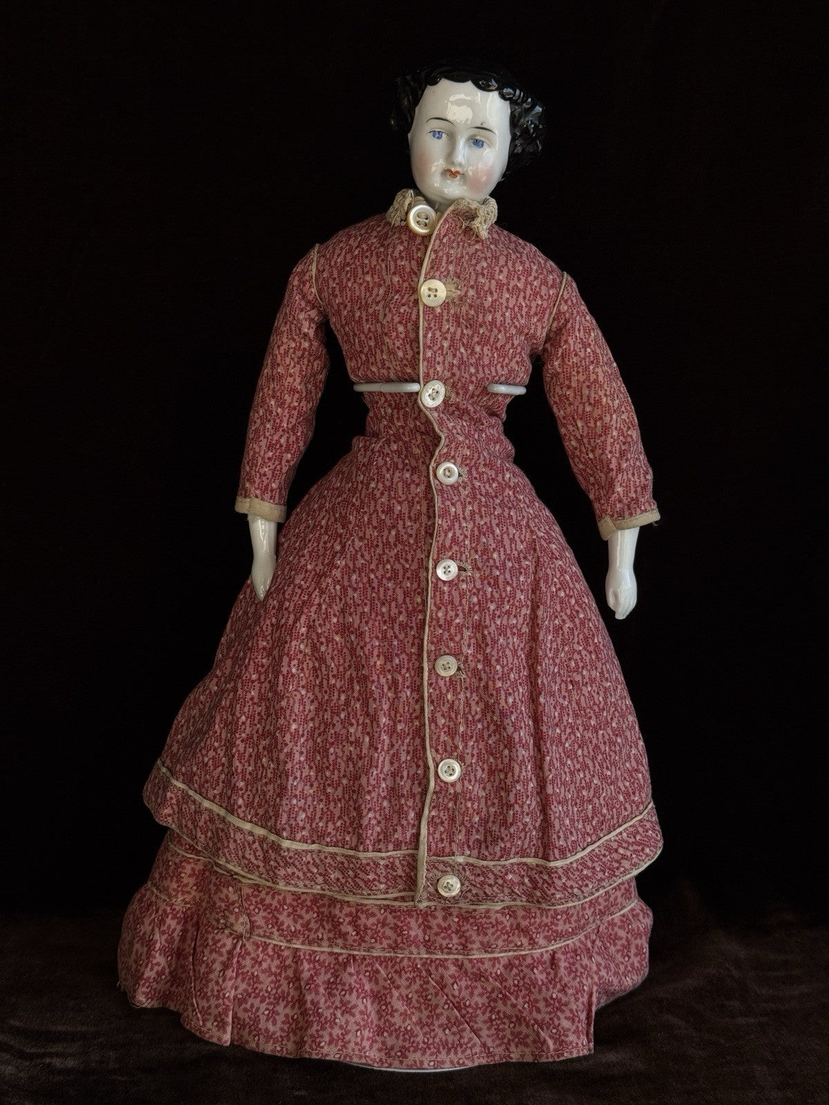 Antique German 13” Flat Top Highbrow China Shoulder Head Doll