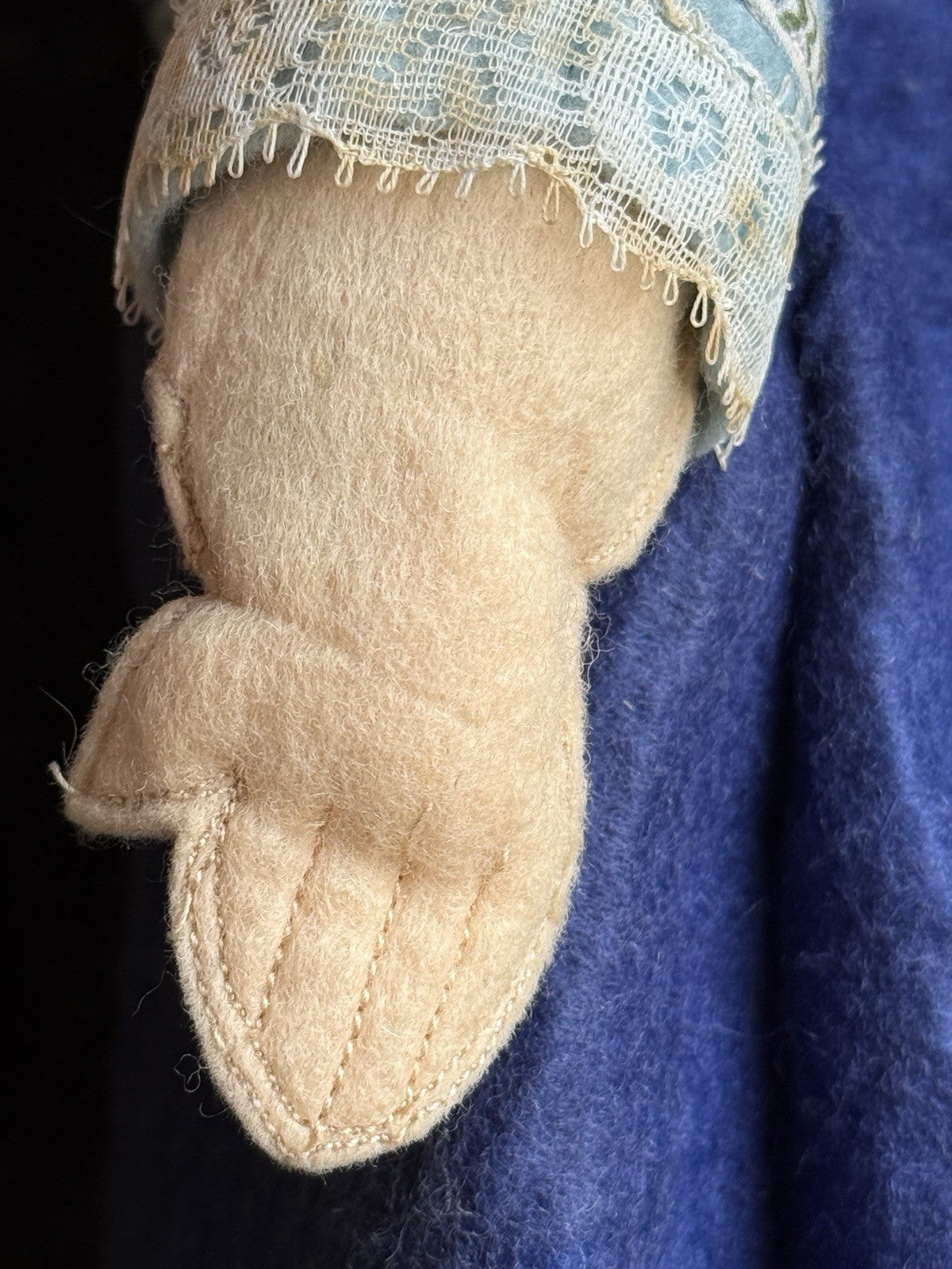 Vintage French 17” Raynal (?) Cloth Felt Character Doll