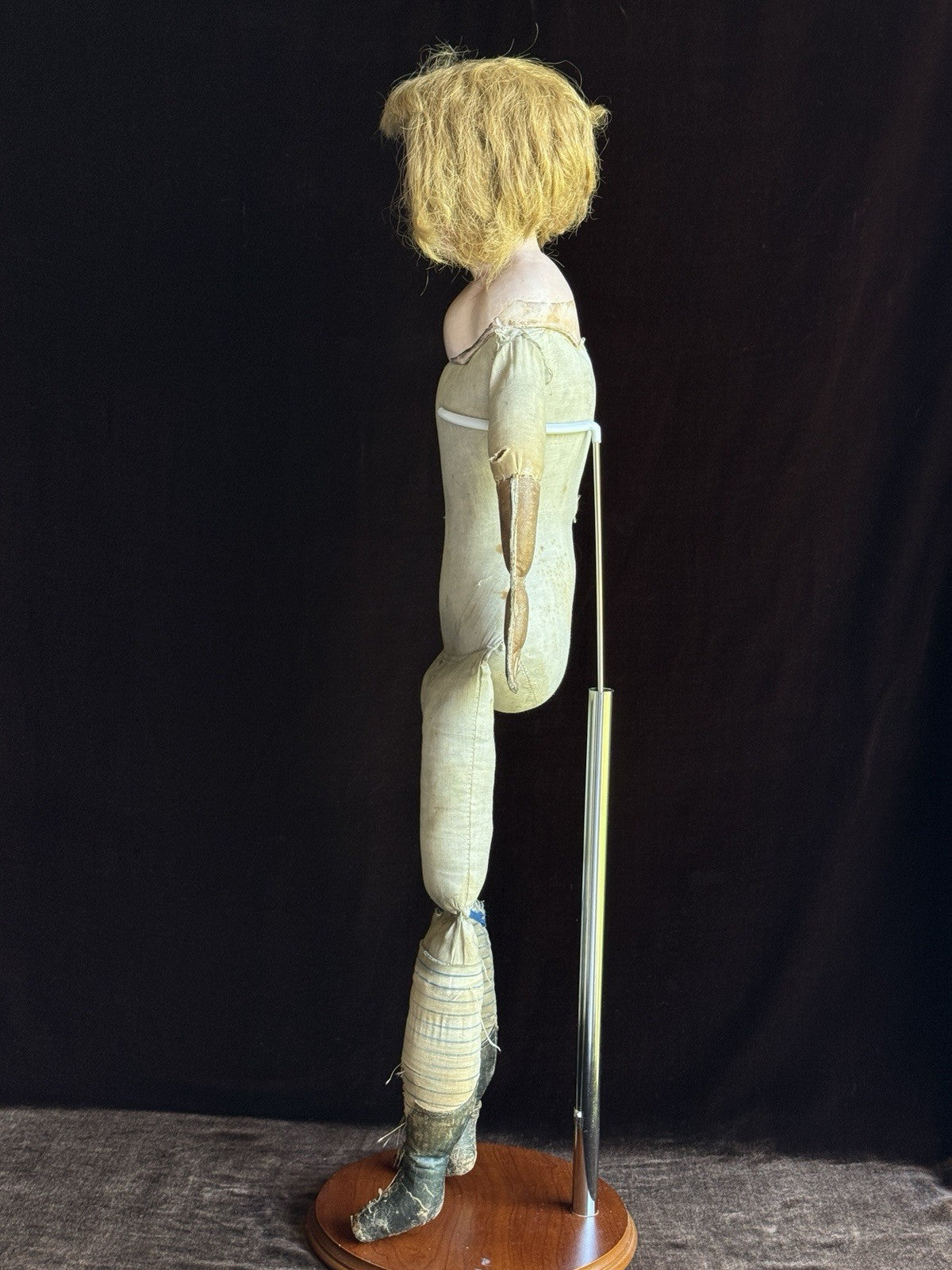 Antique German 26” Wax Over Papier Mache Doll