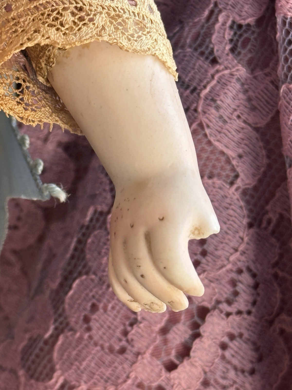 Antique German 18” Papier Mache Leather Body Doll