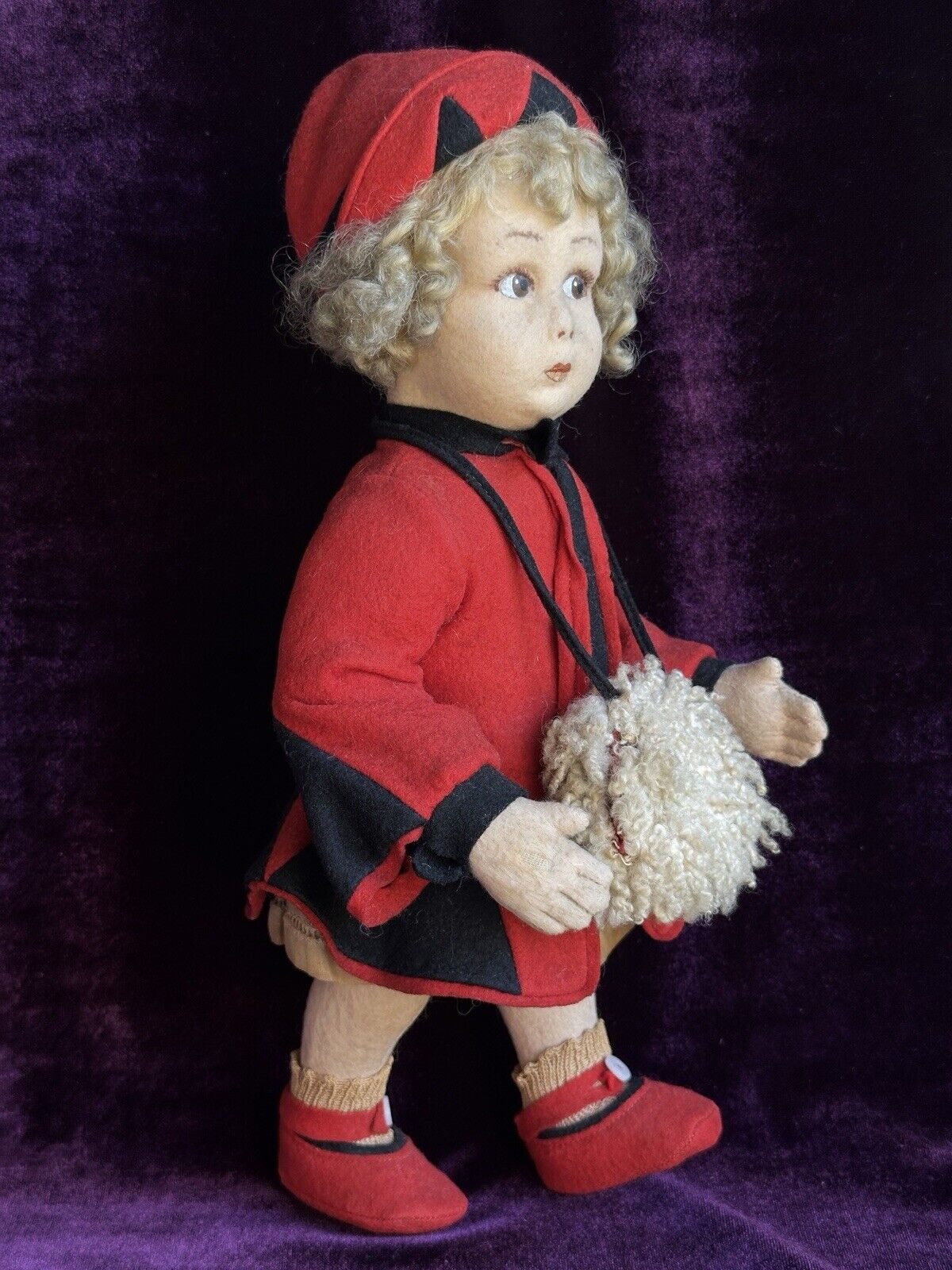 Vintage Italian All Original 12” Lenci 111 Series Felt Cloth Doll