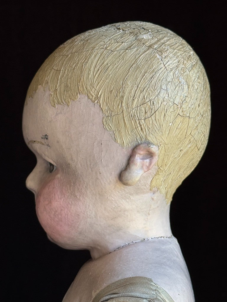 Antique American Martha Chase 20" Oil Painted Cloth Rag Baby Doll