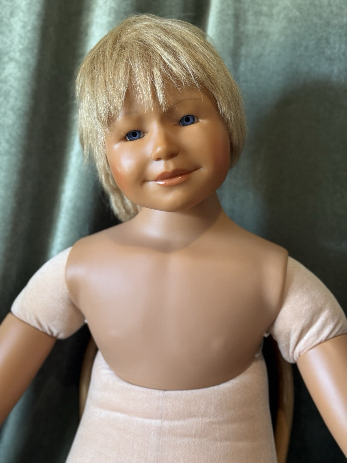 Huge 46” Collectible German Artist Evelyn Leman Vinyl Boy Doll