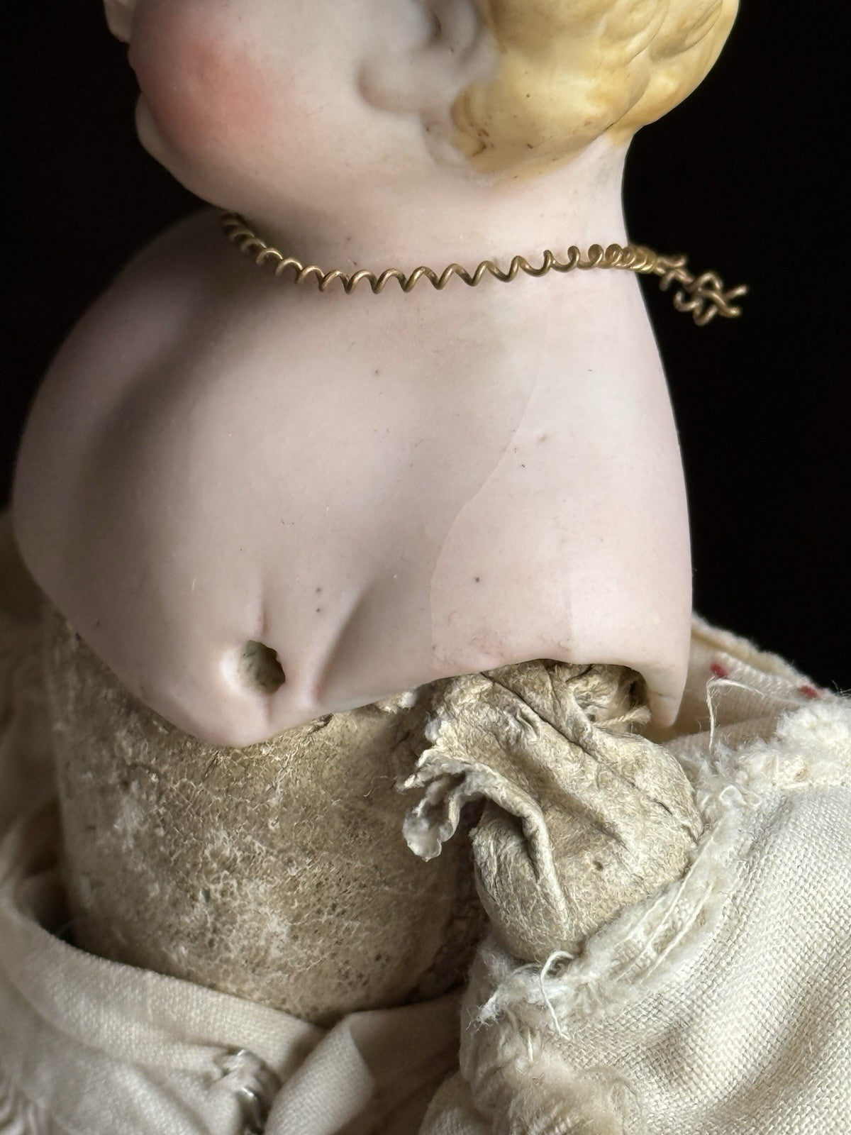 Antique German 10.5” Parian Bisque Head China Doll