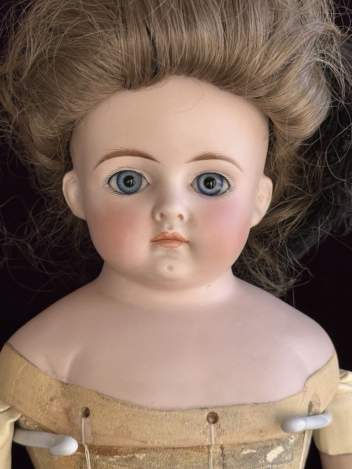 Rare Large Antique German 22” CF Kling 167 Solid Domed Bisque Head Doll
