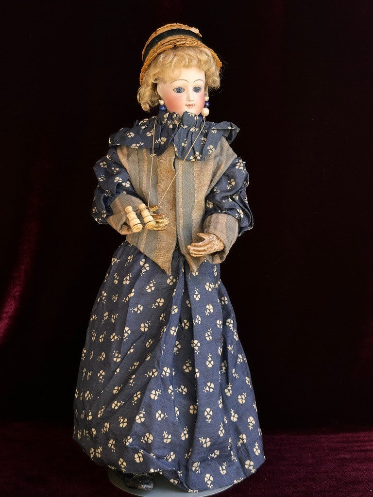 Antique French 14" Leon Casimir Bru Fashion Bisque Doll Wooden Articulated Body