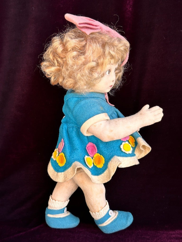 Vintage Italian 12” Lenci 111 Felt Cloth Character Girl Doll