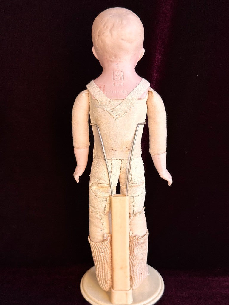 Antique German 12.5” Gebruder Heubach 8724 Bisque Head Character Boy Doll