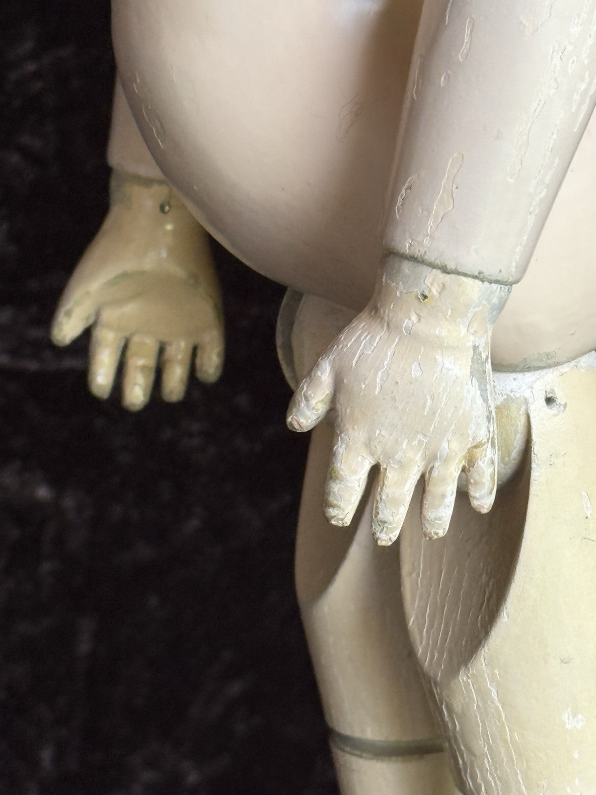 Antique American 16.5” Schoenhut 102 Series Wooden Doll Carved Braided Hair Bow