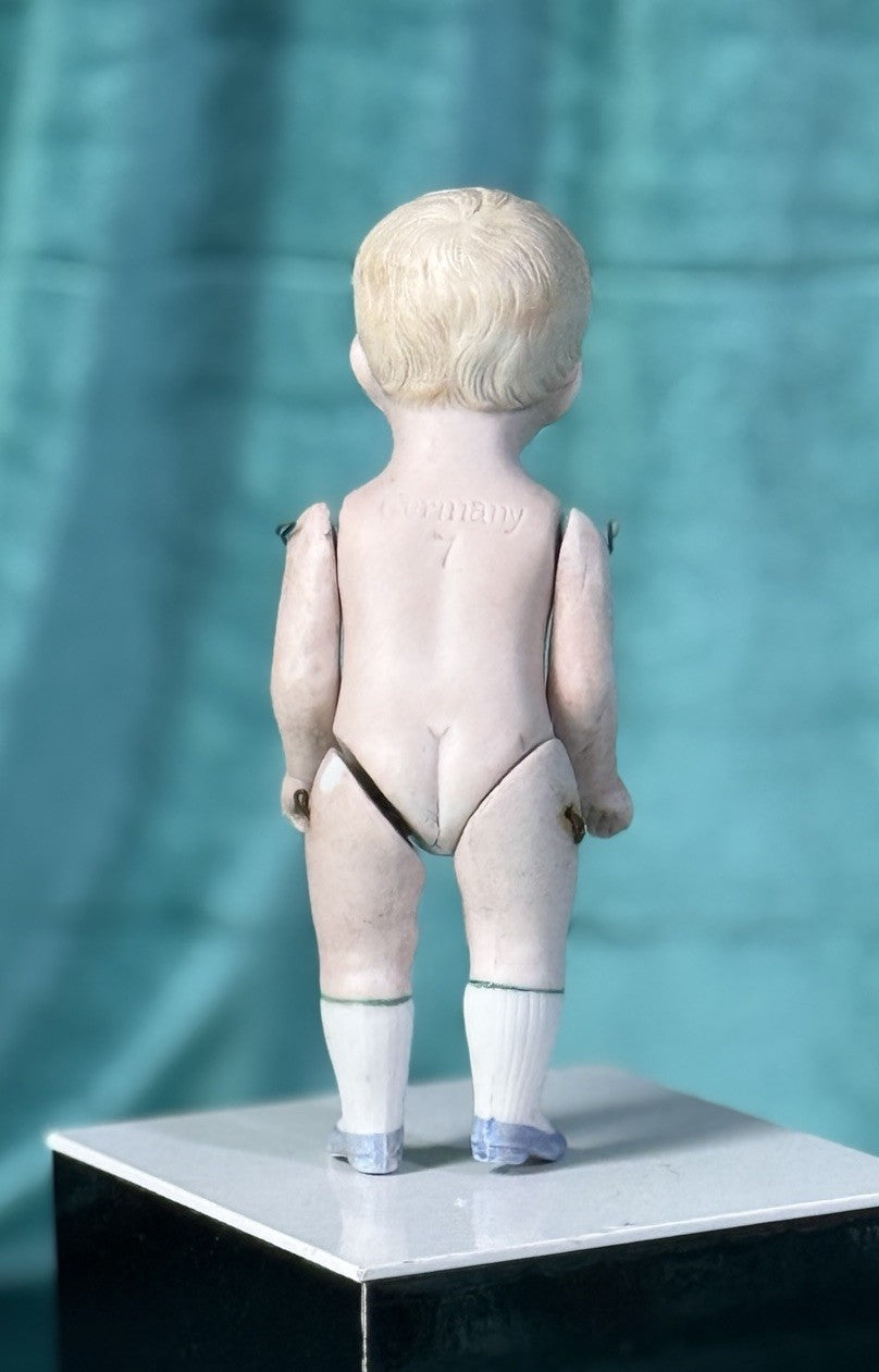 Antique German 6 1/2” Kestner All Bisque Mignonette Dollhouse Boy Doll