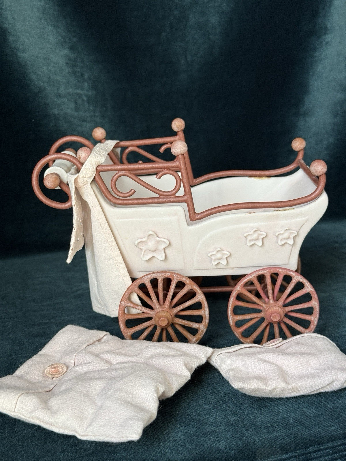 Rare All Porcelain Annette  Himstedt 5” Doll “Mili” Winzlingen Collection w/Pram