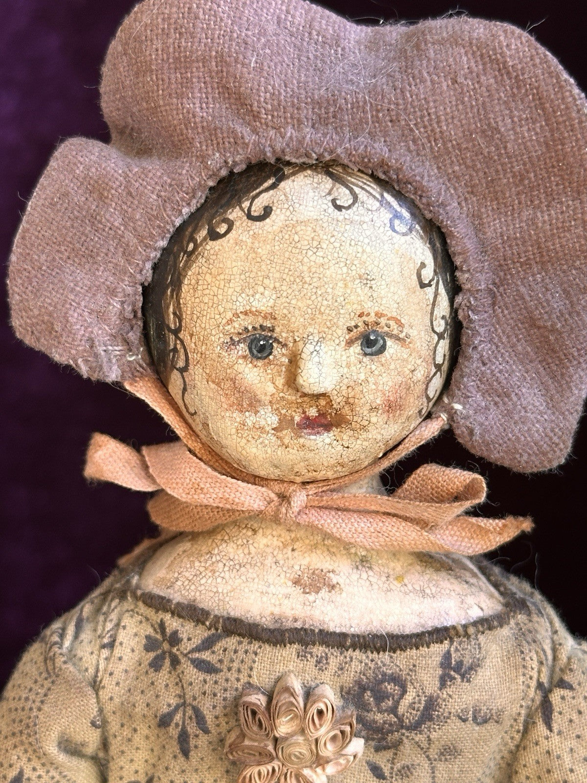 Vintage 9.5” Cloth Artist Reproduction of Antique Victorian Doll