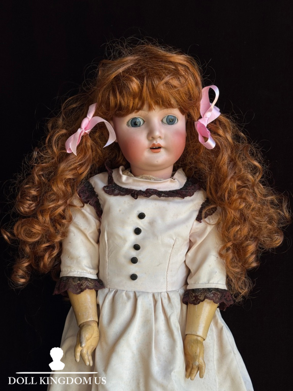 Antique German 25” Queen Louise Bisque Head Composition Body Doll