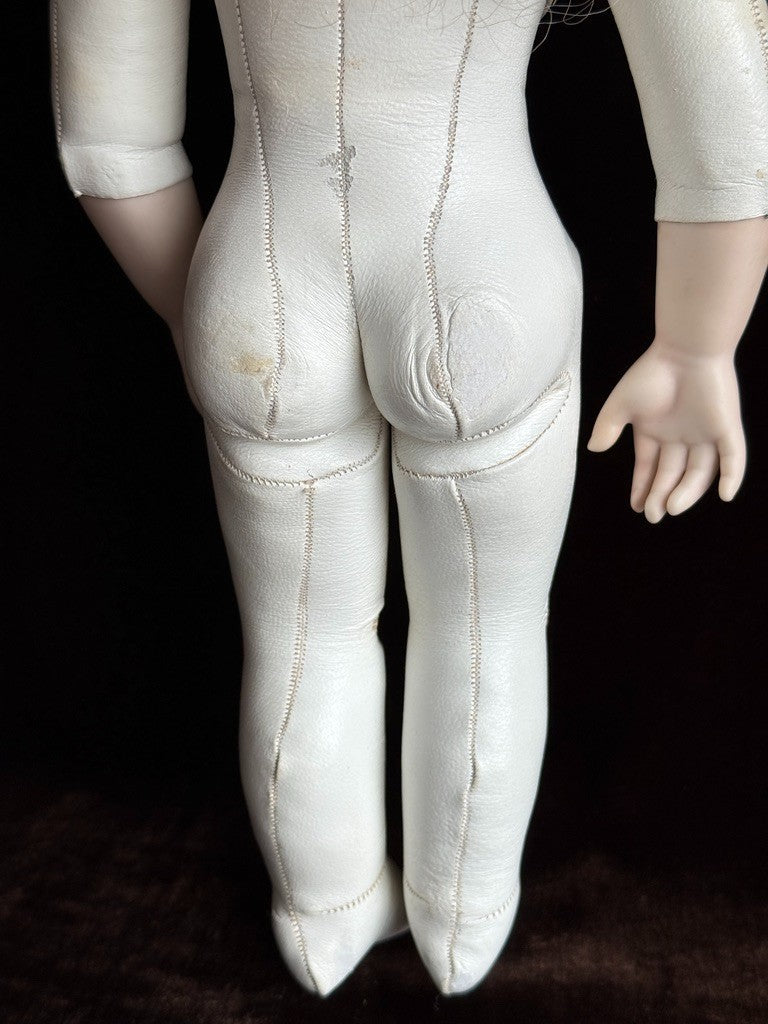 Vintage Porcelain 1967 Leather 15” Reproduction of Antique French Bru Jne Doll