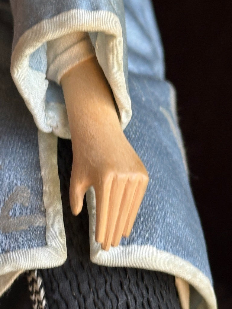 Antique Chinese 12" Door of Hope Mission Carved Wood Cloth Female Doll