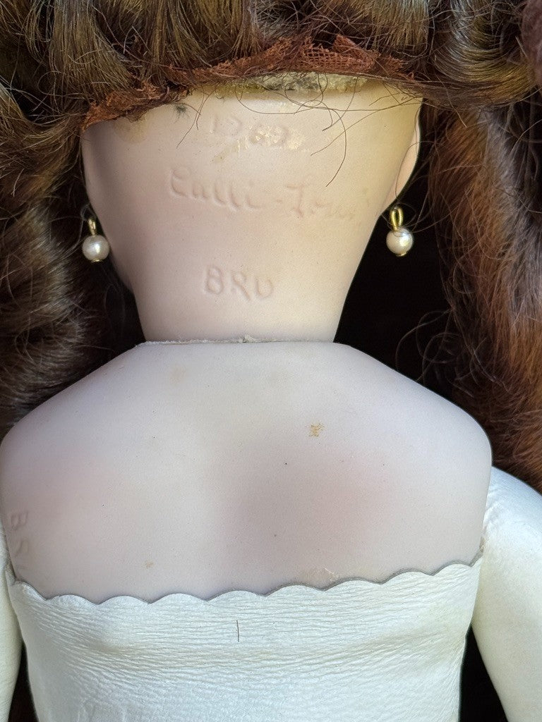Vintage 15” Repro of Antique French Bru Jne Porcelain Leather Doll by Calli Lou