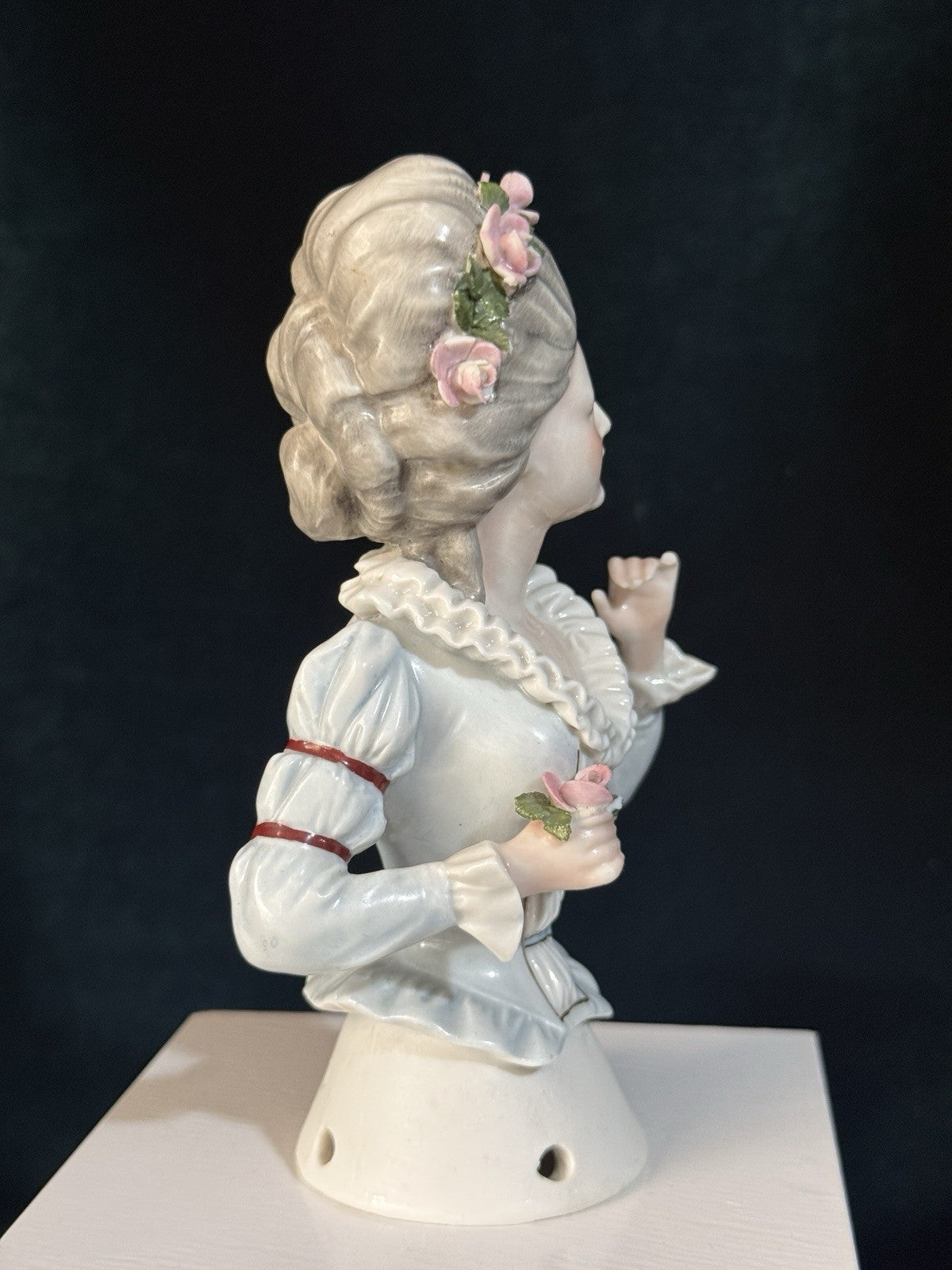 German Porcelain Half Doll "18th Century Lady with Coronet of Flowers"
