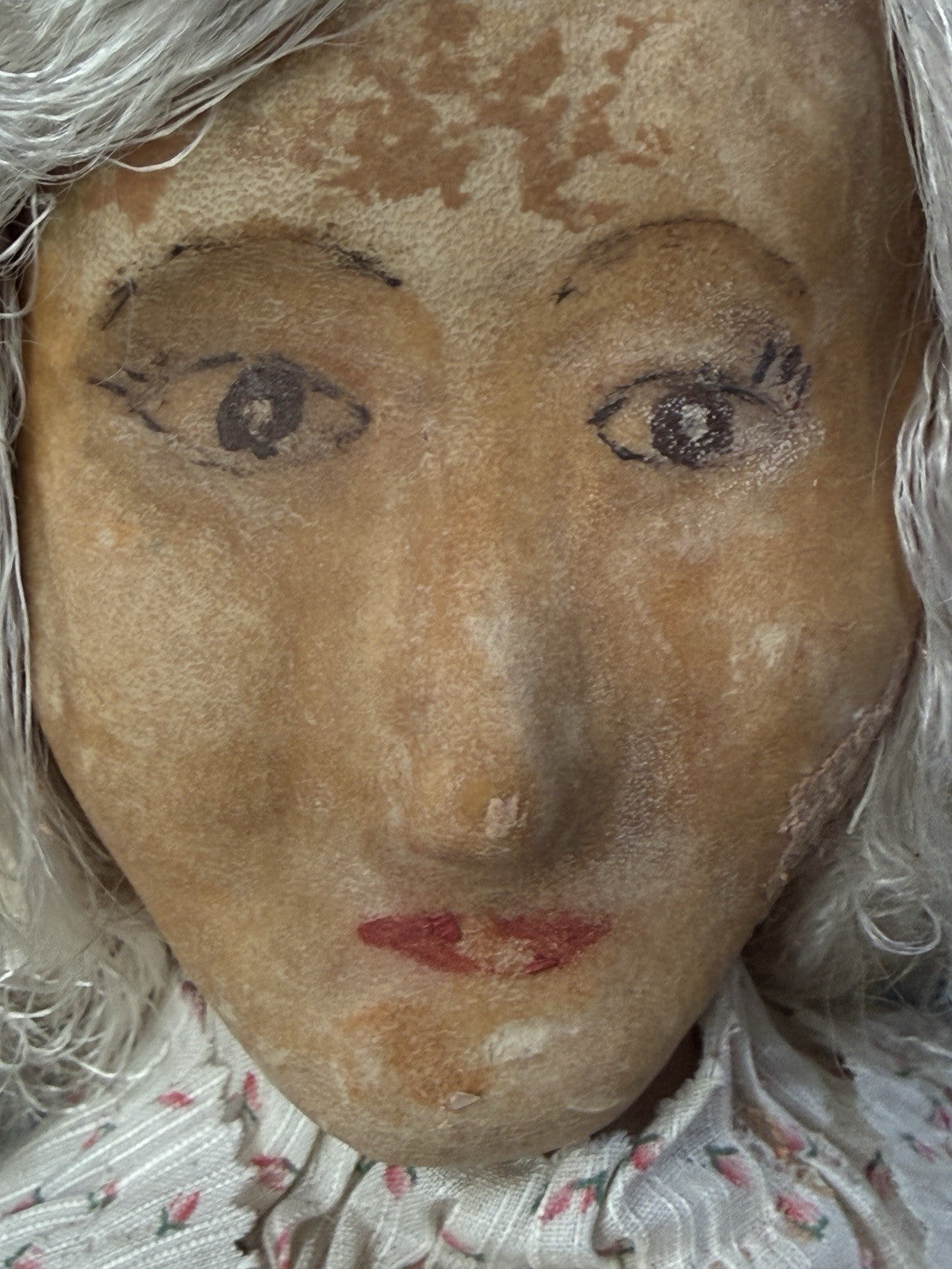 Unidentified Antique (?) Old Lady 26” Cloth/Leather Doll