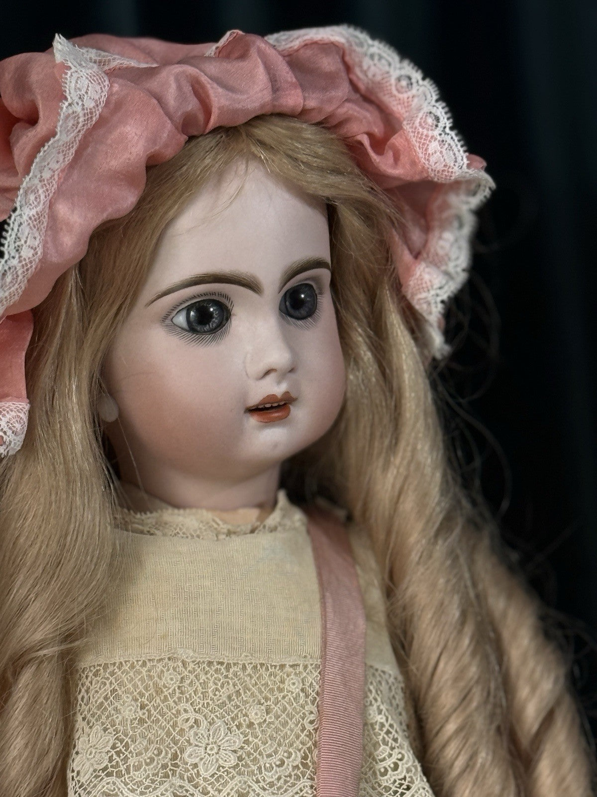 Antique French JUMEAU 23” Bisque Head Doll Size 9