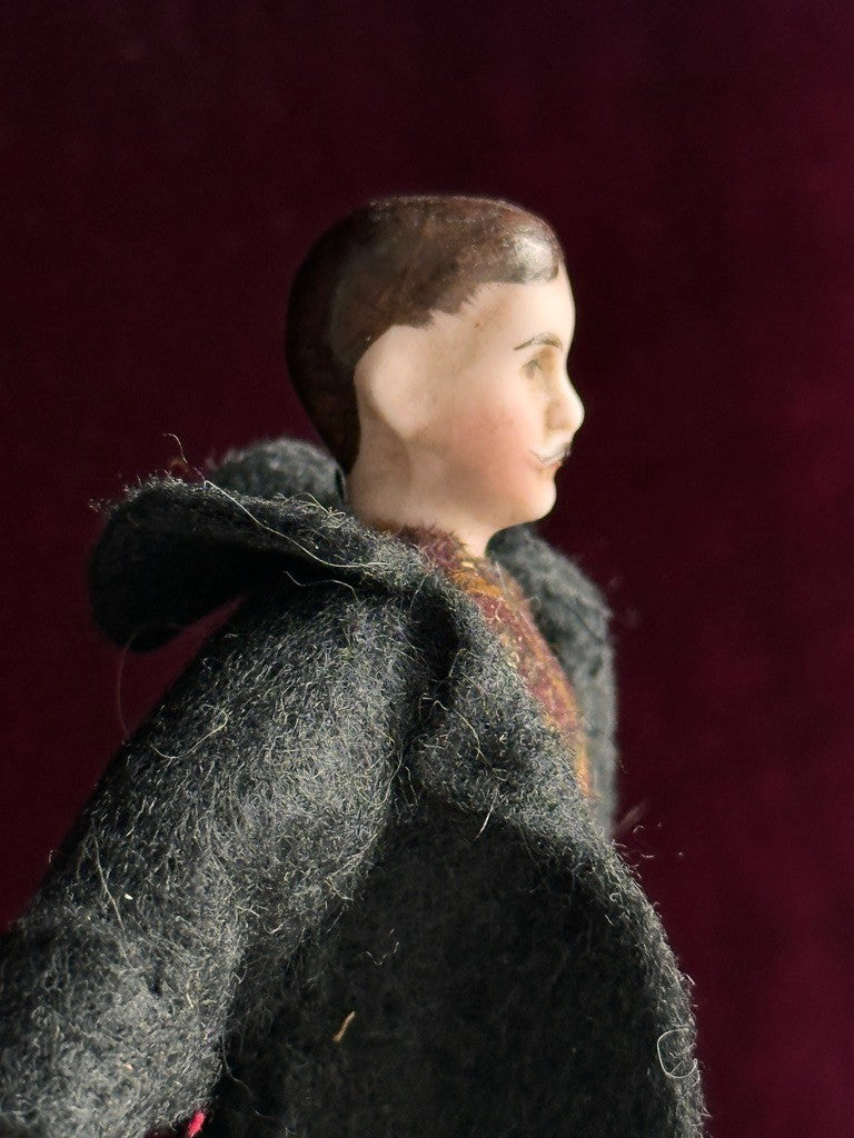 Antique German 6.25” Bisque Miniature Dollhouse Male Mustache Gentleman Doll