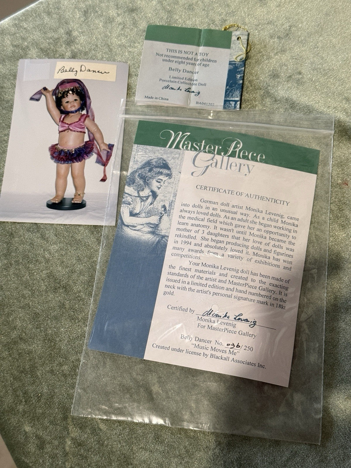 Collectible Porcelain 26” Doll “Belly Dancer” by Monika Levenig LE 250 Tag/COA